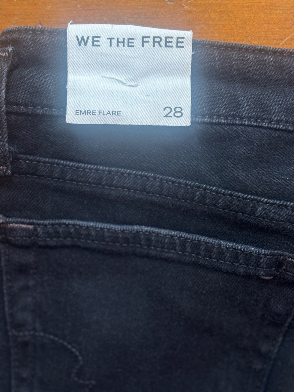 We The Free Emrie Flare Jeans Black High Rise Raw Hem Stretch Boho Festival 28 - Picture 4 of 16